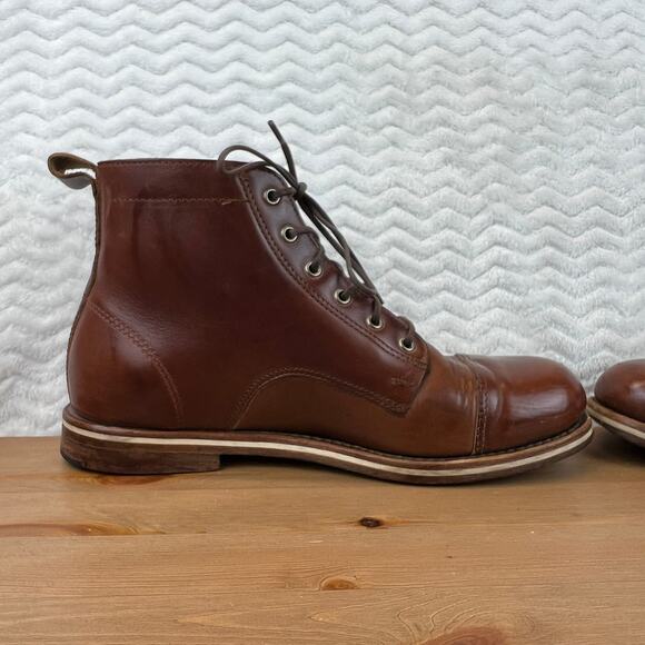 Helm Hollis Mens Boots Cap Toe Brown Leather Sz 9.5 D Mid Combat Hybrid $295 - Picture 12 of 16